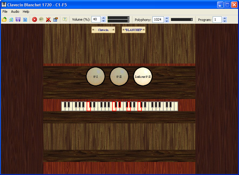 Myorgan met het Clavecin Blanchet 1720 clavesymbel